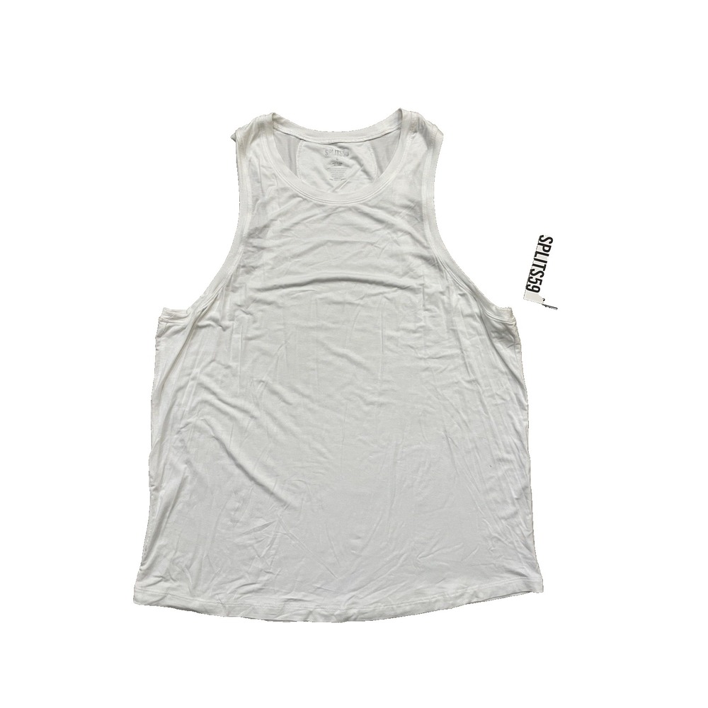 NWT Splits59 Women's Toni  Jersey Long Tank Top White Sz L Retail $62 New